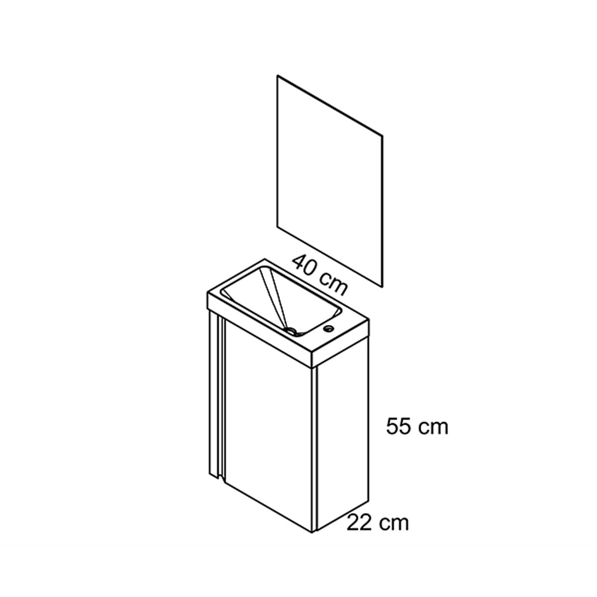 Móveis de casa de banho de 40 cm com espelho e lavatório modelo LAGOS15