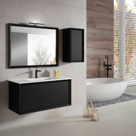 Mueble de baño suspendido 2 cajones sin tirador con lavabo color Black Modelo Decor