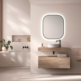 Foto de Mueble de baño suspendido 1 cajón con lavabo sobre encimera acabado Valenti Modelo Nomad