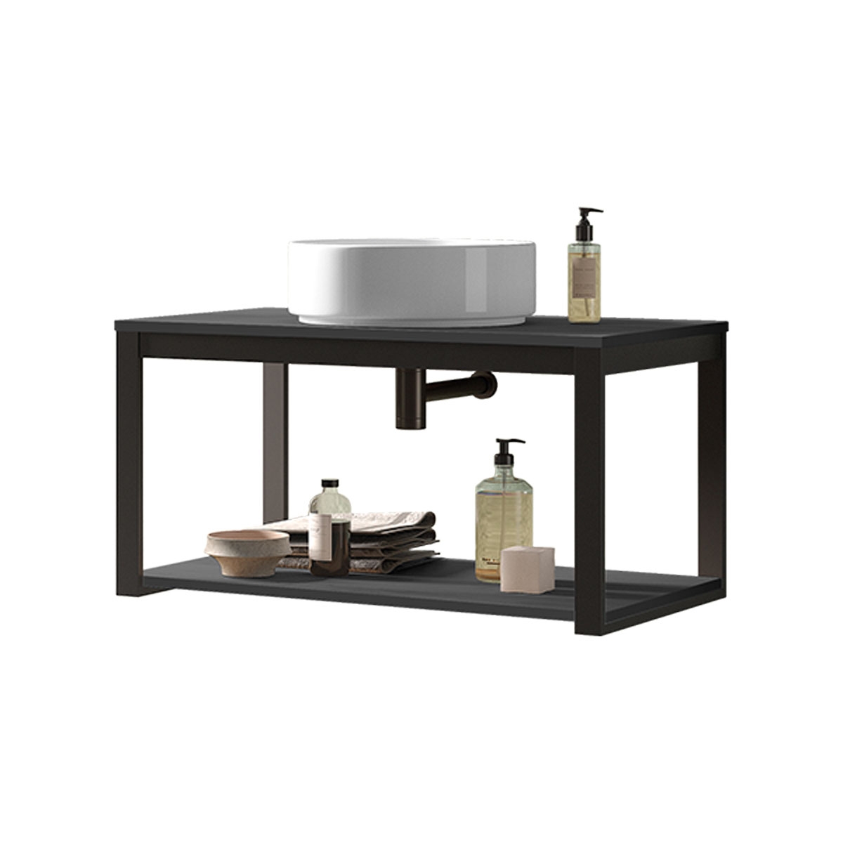 Wall-mounted bathroom furniture with countertop washbasin Model Quadro1