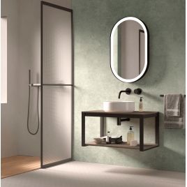 Meuble de salle de bain suspendu avec lavabo à poser Modèle Quadro