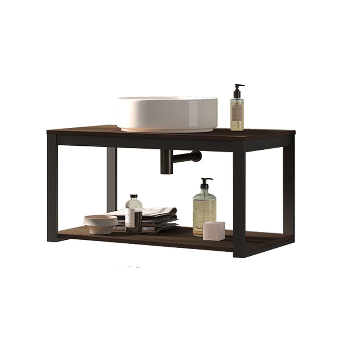 Suspended bathroom furniture with countertop washbasin Model Quadro