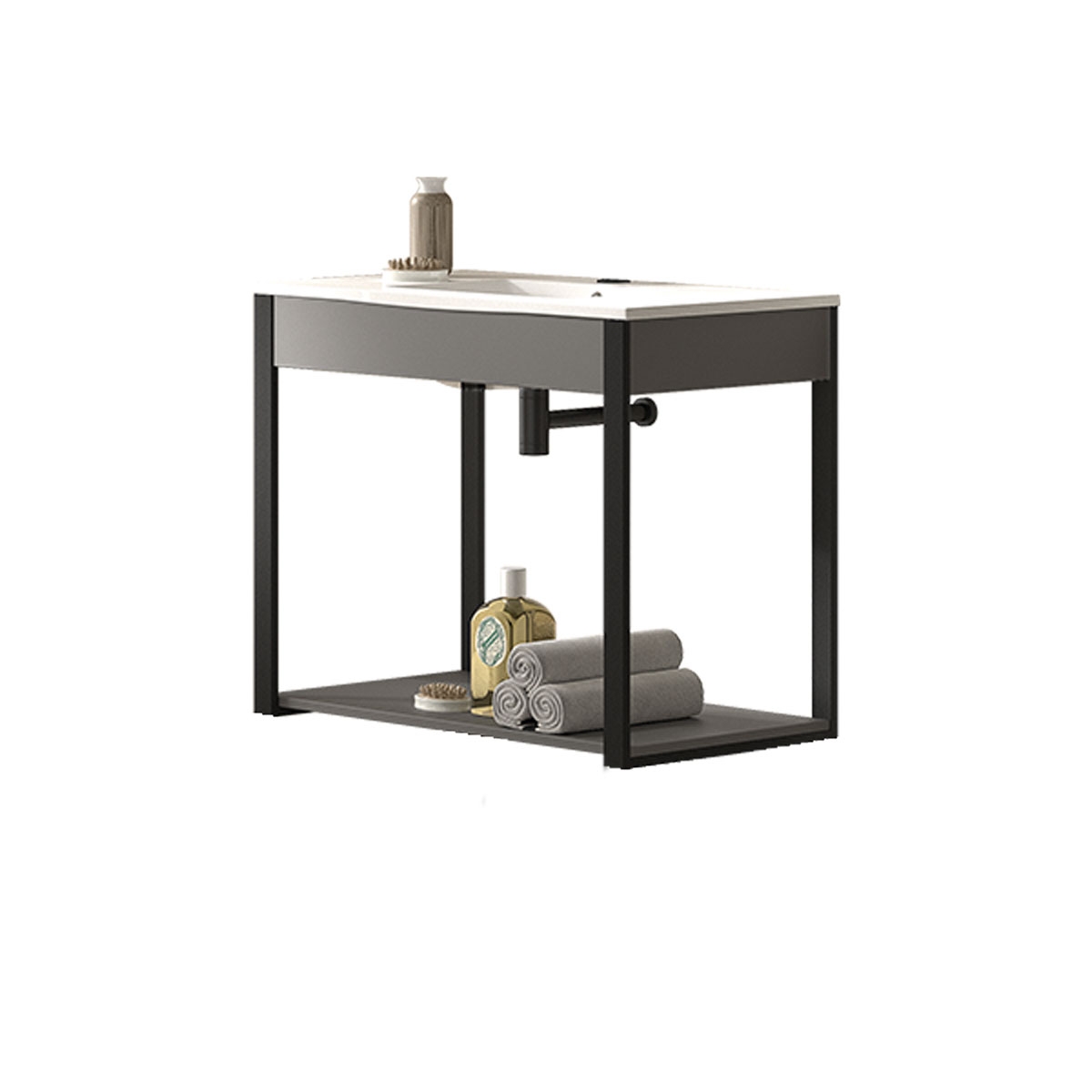 Wall-hung bathroom furniture with integrated sink Model Quadro1