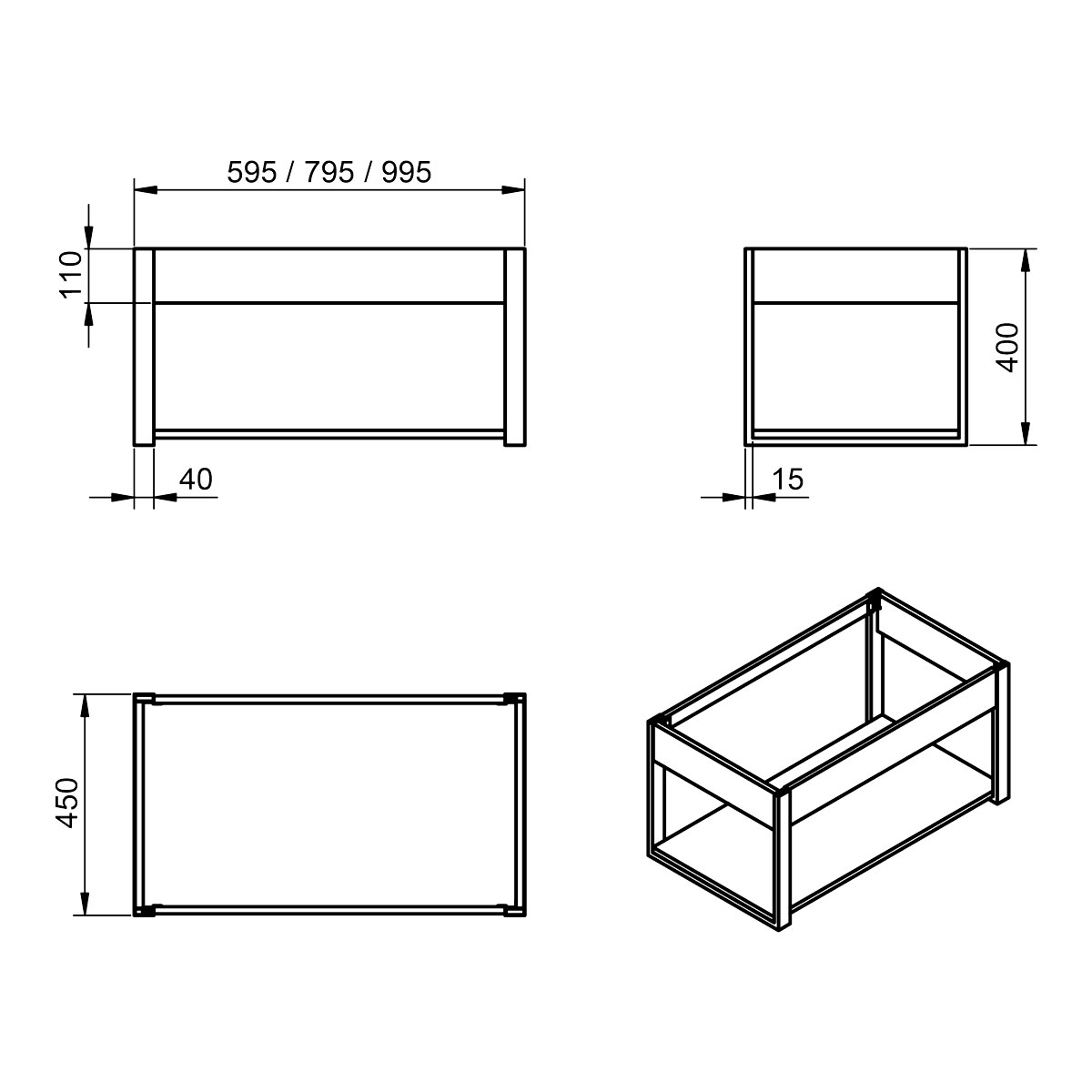 Mueble de baño suspendido con lavabo integrado Modelo Quadro5