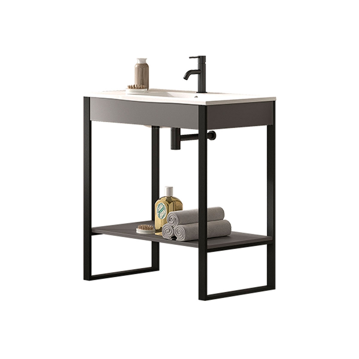 Meuble de salle de bain avec pieds avec lavabo intégré Modèle Quadro1