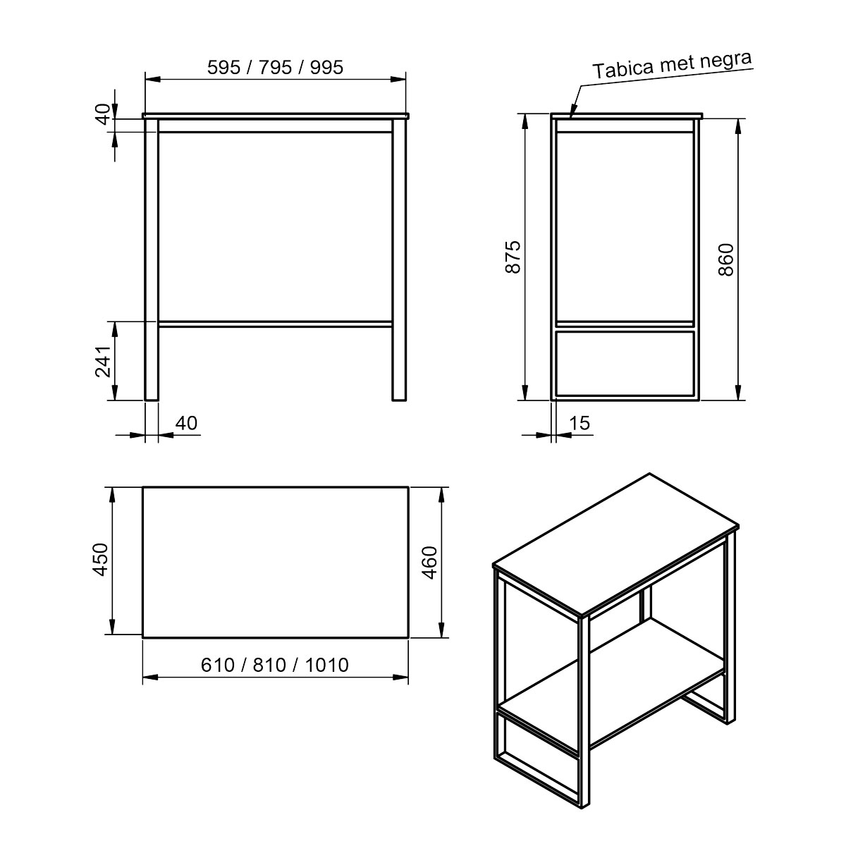 Meuble de salle de bain avec pieds avec lavabo à poser Modèle Quadro5