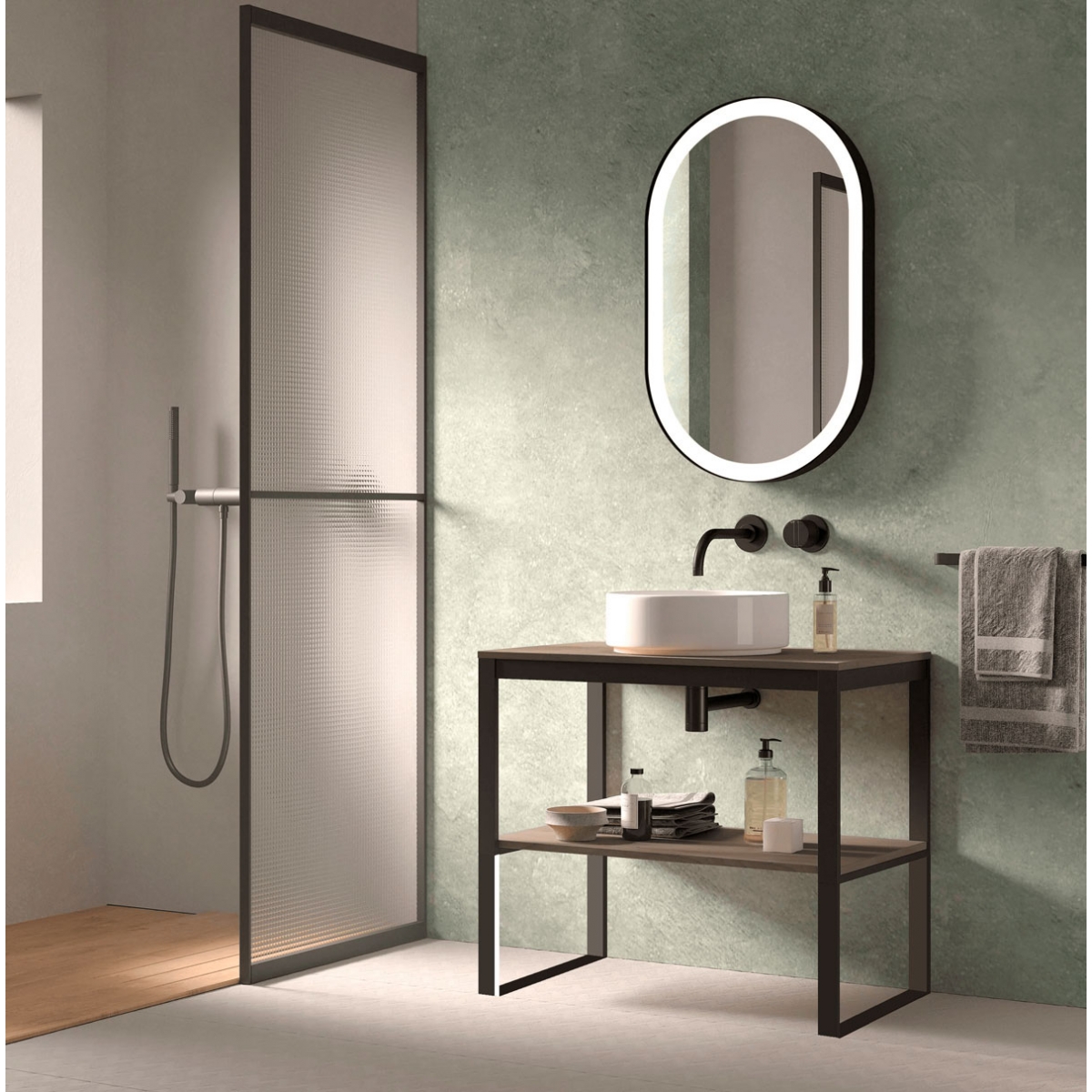 Badezimmermöbel mit Beinen und Waschbecken auf der Arbeitsplatte Modell Quadro