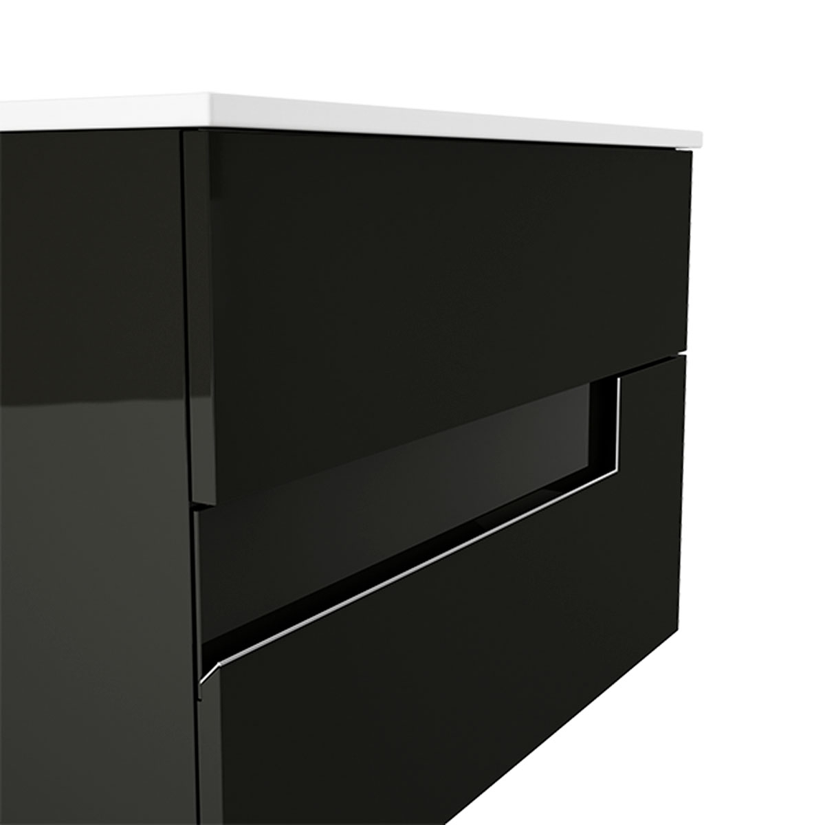 Suspended bathroom furniture 2 drawers with sink on countertop Model Visione