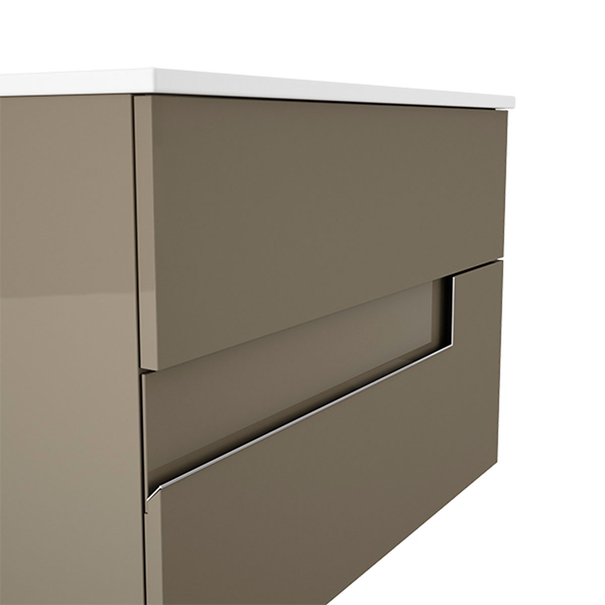 Suspended bathroom furniture 2 drawers with countertop sink Model Visiont