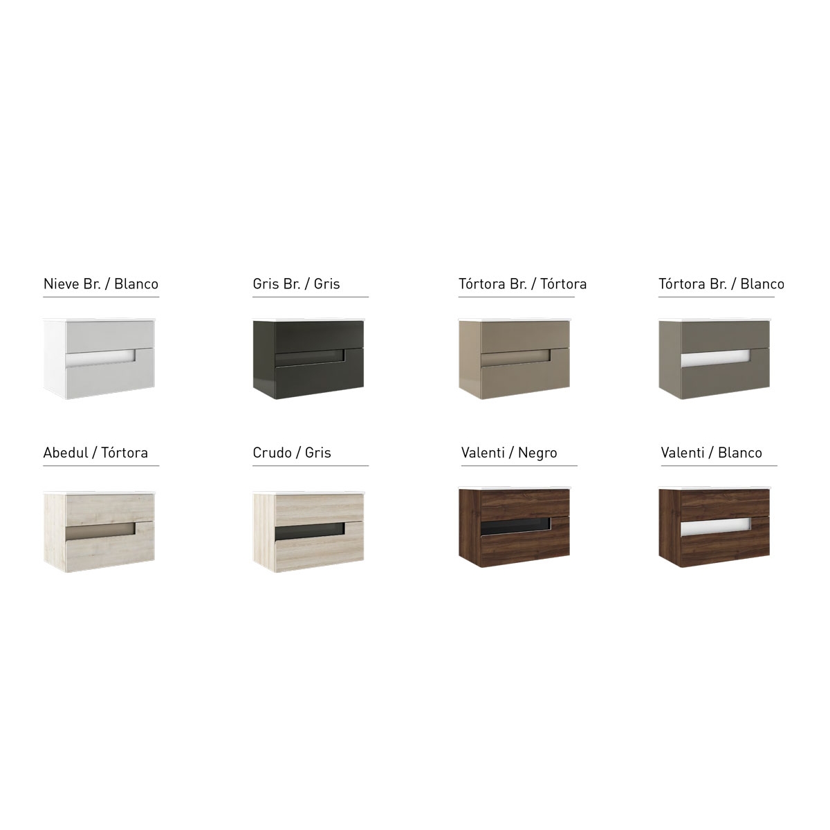 Suspended bathroom furniture 2 drawers with countertop sink Model Vision8