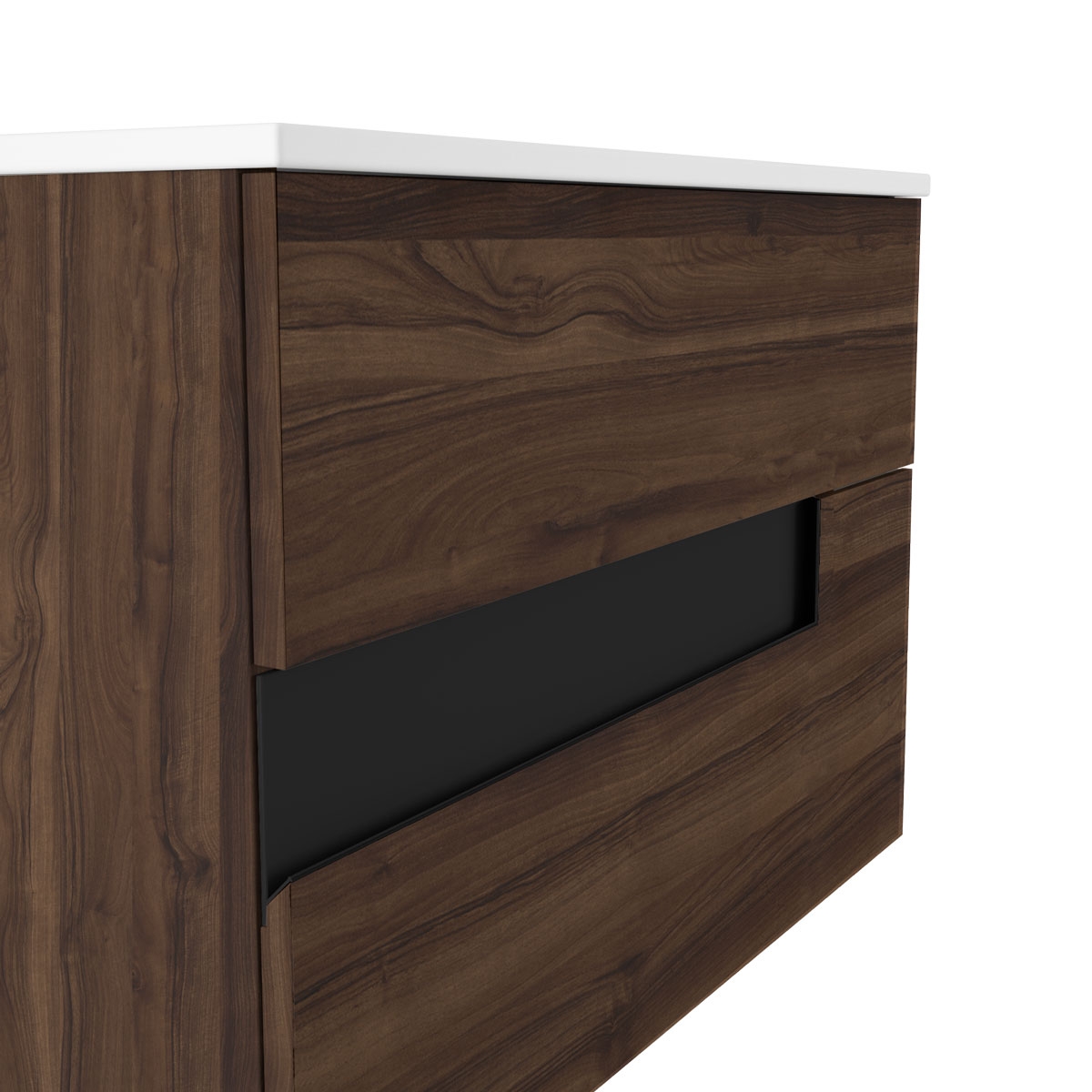 Wall-mounted bathroom furniture with 2 drawers with countertop washbasin Model Visiony