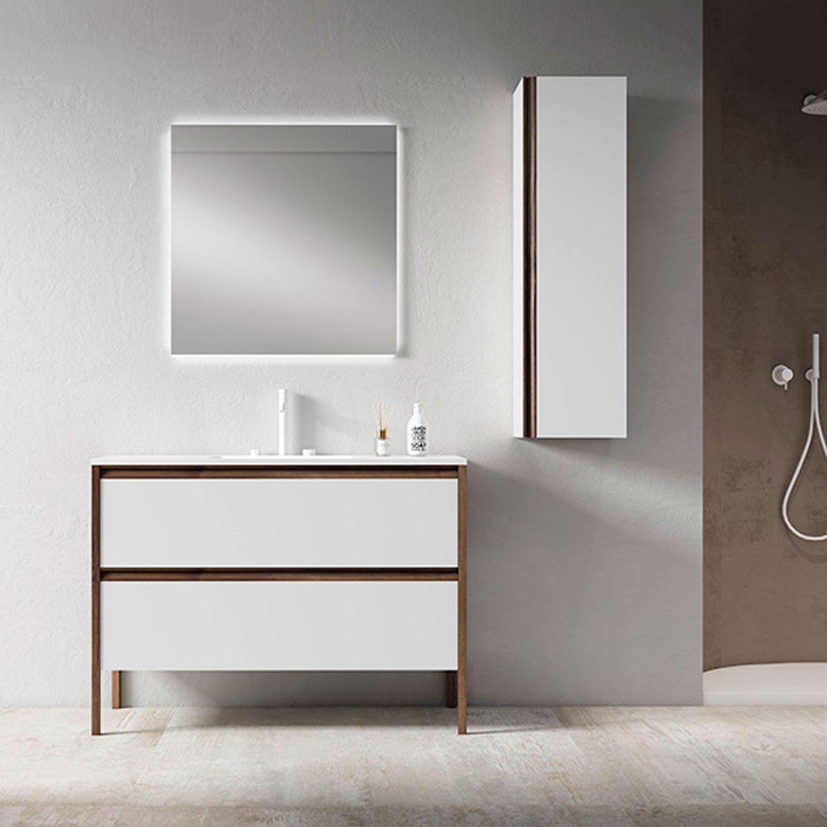 Mueble de baño de suelo 2 cajones con lavabo integrado Modelo Icon1