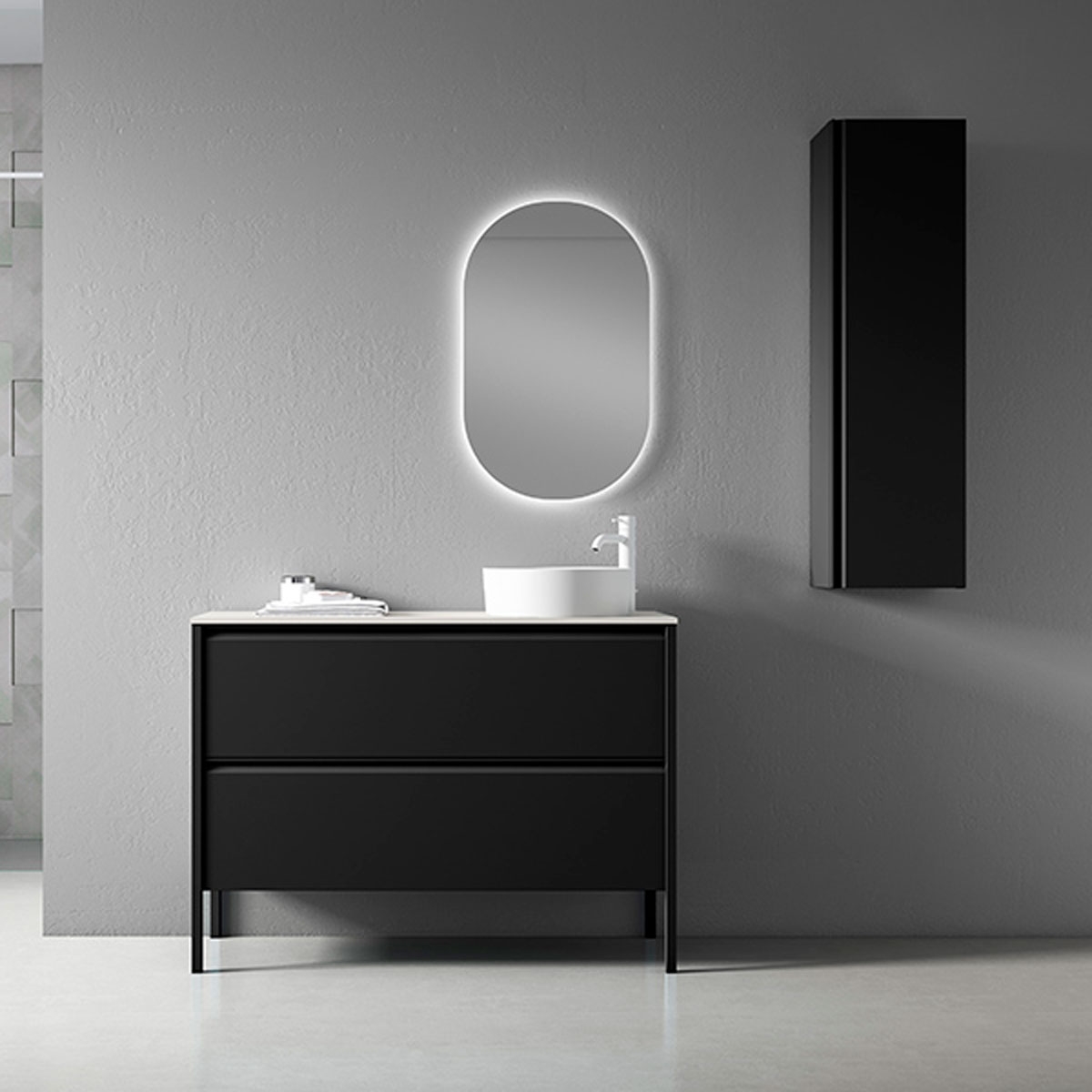 Móveis de chão para casa de banho 2 gavetas com lavatório de bancada Modelo Icon3