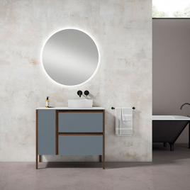 Foto de Mueble de baño de suelo 2 cajones y 1 puerta con lavabo sobre encimera 100 cm ancho Modelo Icon