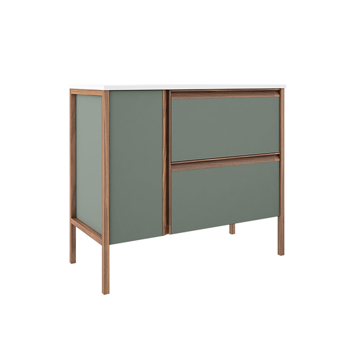 Boden, Badezimmermöbel, 2 Schubladen und 1 Tür mit Waschbecken auf der Arbeitsplatte, 100 cm breit, Model Icon5