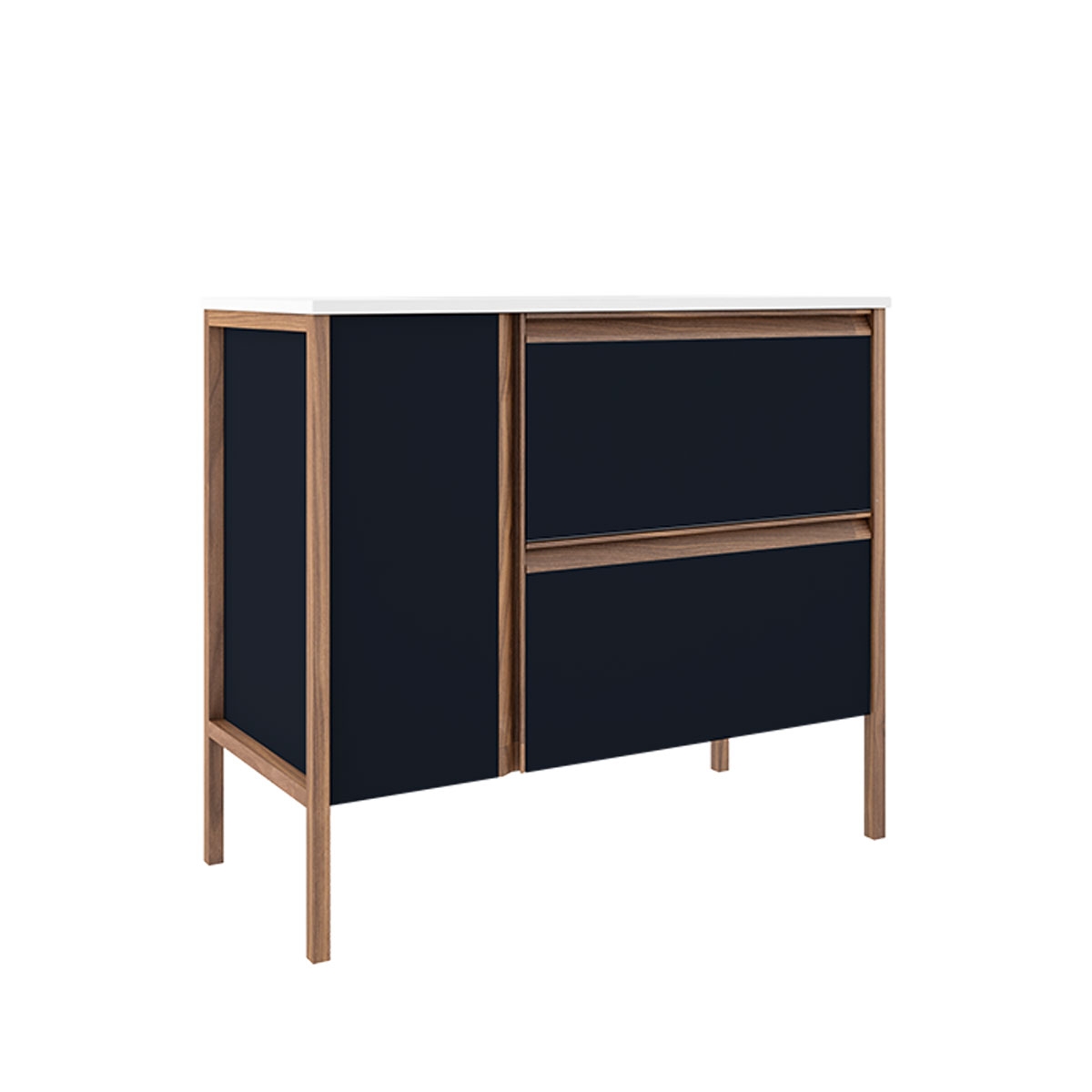 Mueble de baño de suelo 2 cajones y 1 puerta con lavabo integrado 100cm de anchoModelo Icon3