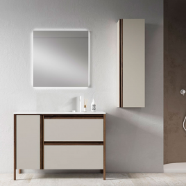Foto de Mueble de baño de suelo 2 cajones y 1 puerta con lavabo integrado 100cm de ancho Modelo Icon