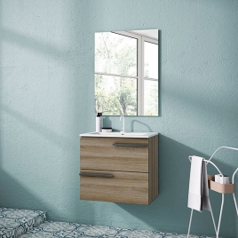 Foto de Mueble de baño suspendido de suelo 2 cajones con lavabo integrado Modelo Scala