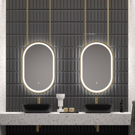 Espejo de baño ATIU 60x80 cm con marco metálico y LED