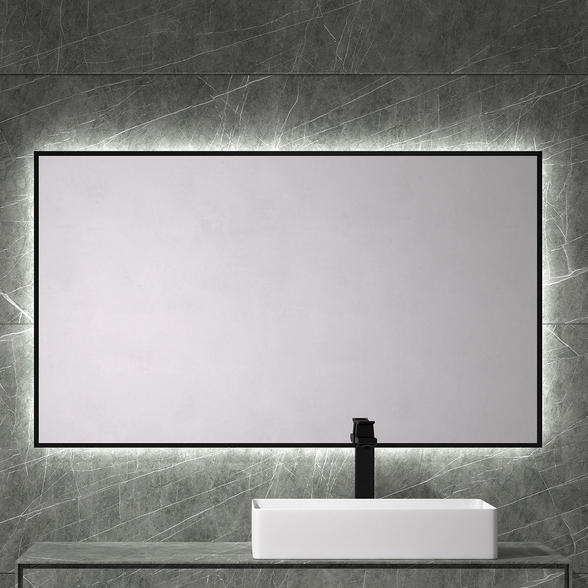 Chipre - Espejo con marco metálico y luz led 100x80 cm