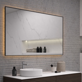 Chipre - Espelho com moldura metálica e luz led 120x80 cm