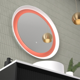 Bahia - Espelho Escandinavo Interior Redondo Branco Mate Led 120