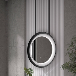Bahia - Miroir d’intérieur rond scandinave argent mat Led 120