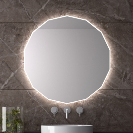 Espelho poligonal para casa de banho com luz led EUROBATH Nassau 80Ø (led 120)
