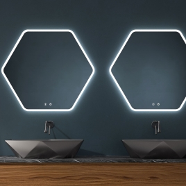 Miroir de salle de bain polygonal avec lumière led EUROBATH mare 80Ø (led 120)