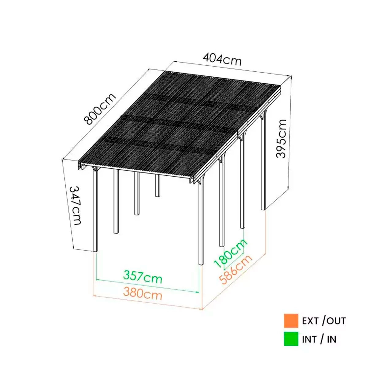 Individual wooden caravan carport measures