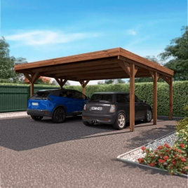 Victor model double wooden carport 29.3 m²