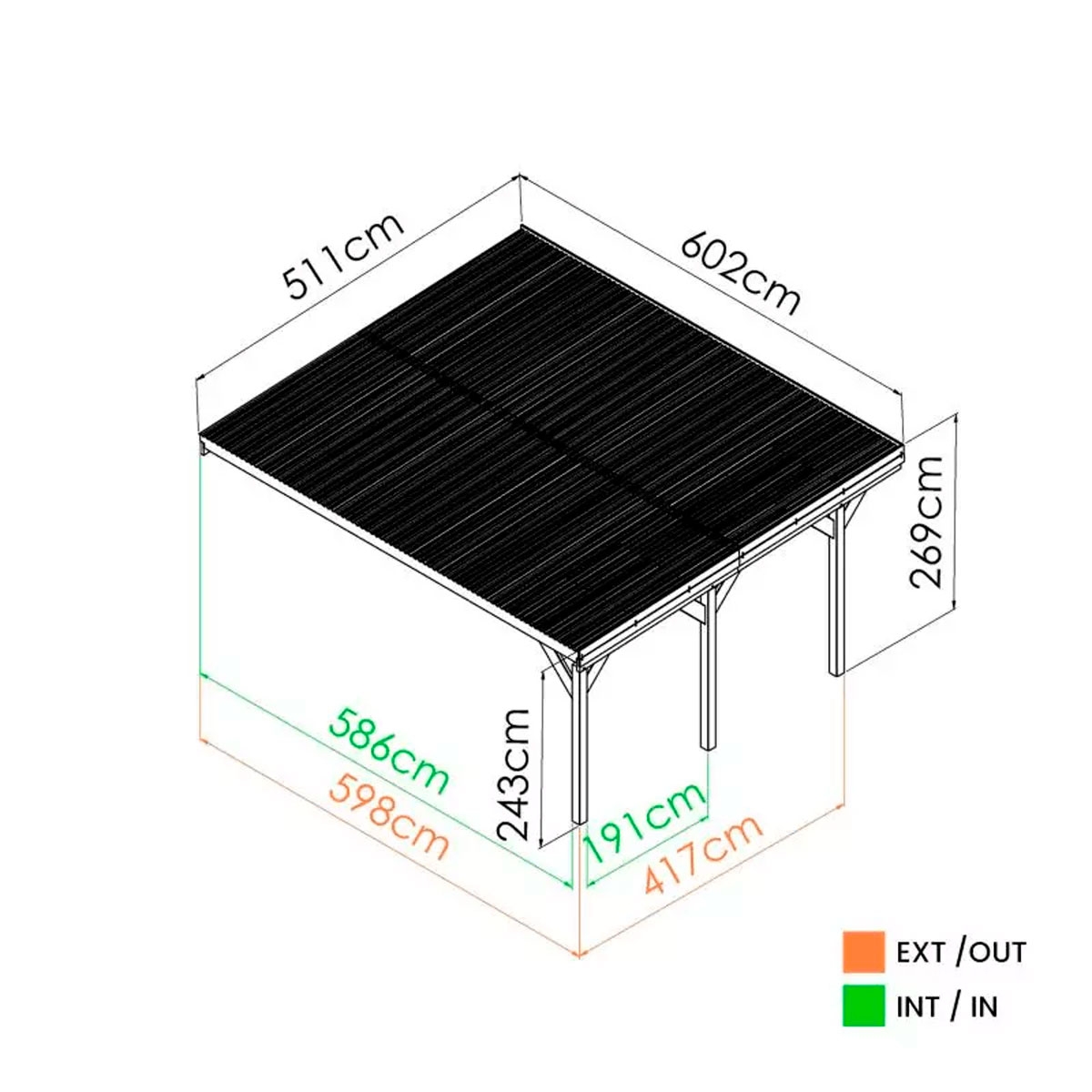 Double inlaid wooden carport model Victor