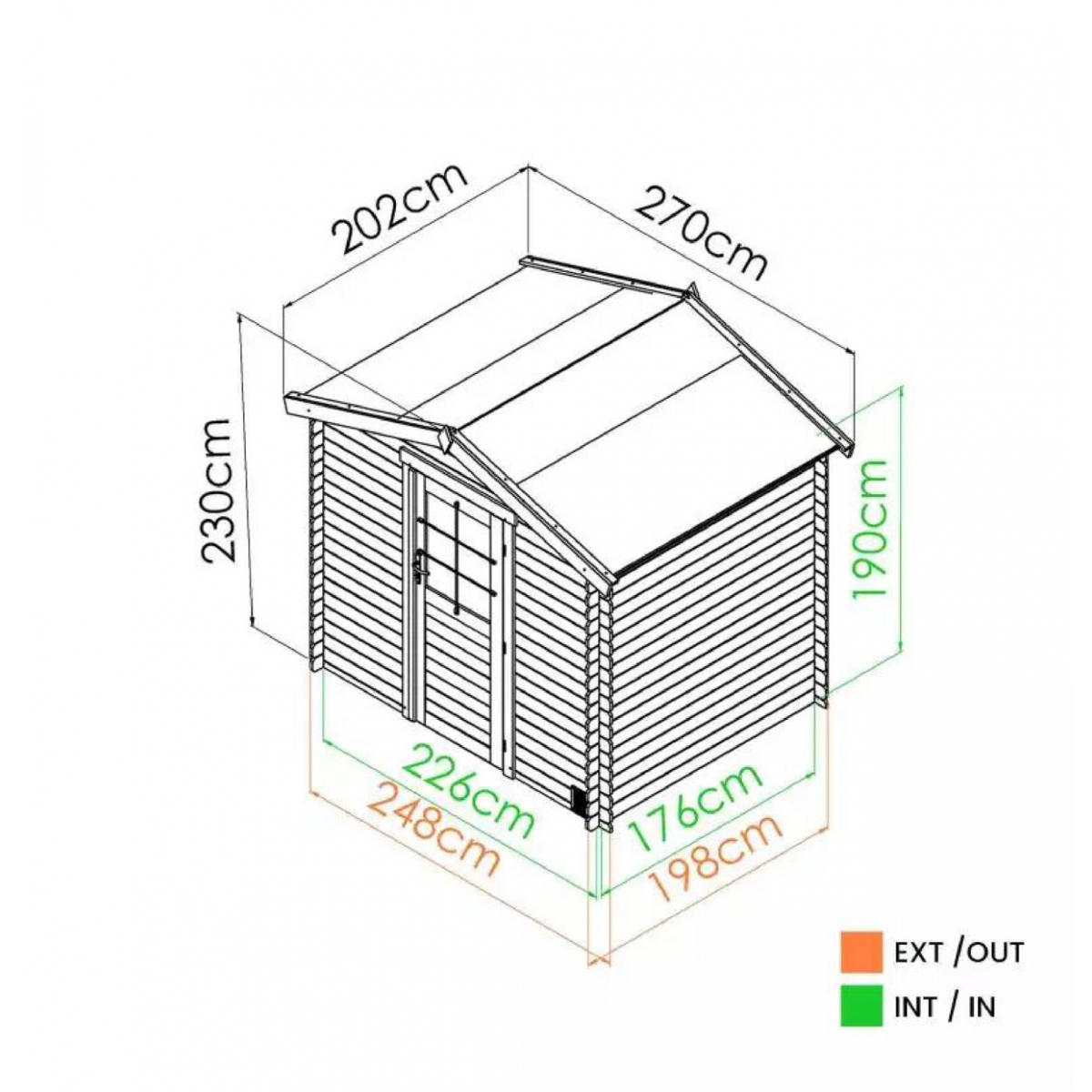 Cobertizo de madera modelo Juno 4 m² esquema