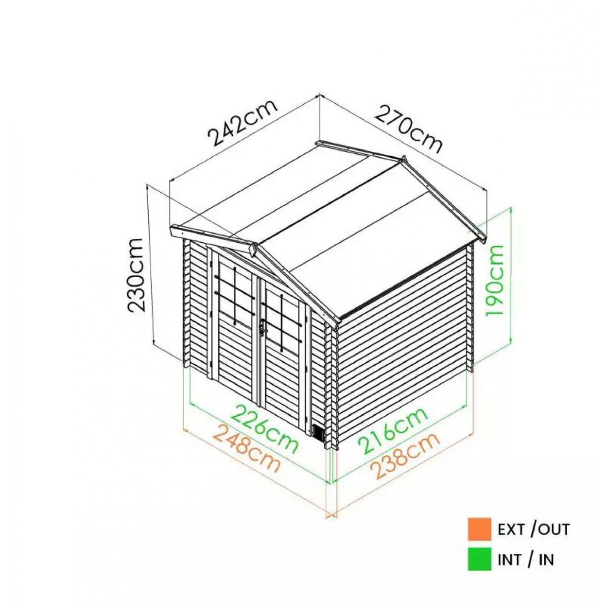 Cobertizo de madera modelo Juno 4.9 m² esquema