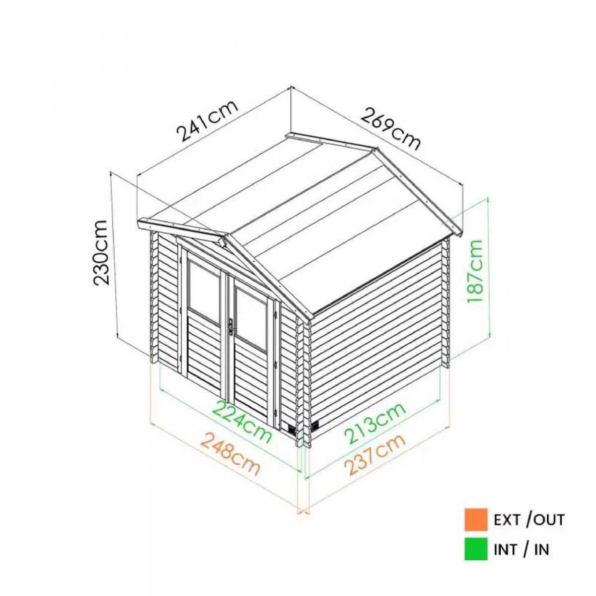 Cobertizo de madera modelo Nicia 4,9 m²4