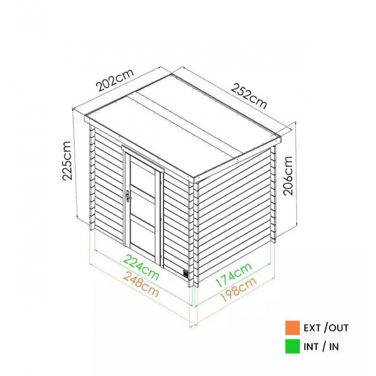 Cobertizo de madera modelo Nicia Moderne 3.9 m² esquema