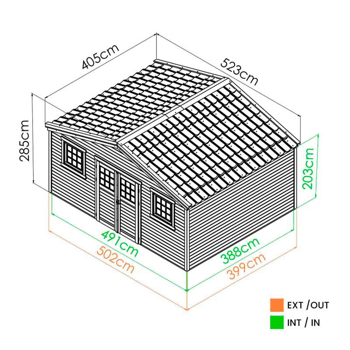 Cobertizo de madera modelo Shelty 19.1 m² b
