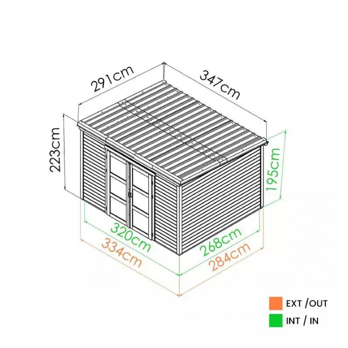 Cobertizo de madera modelo Shelty 8.9 m² esq