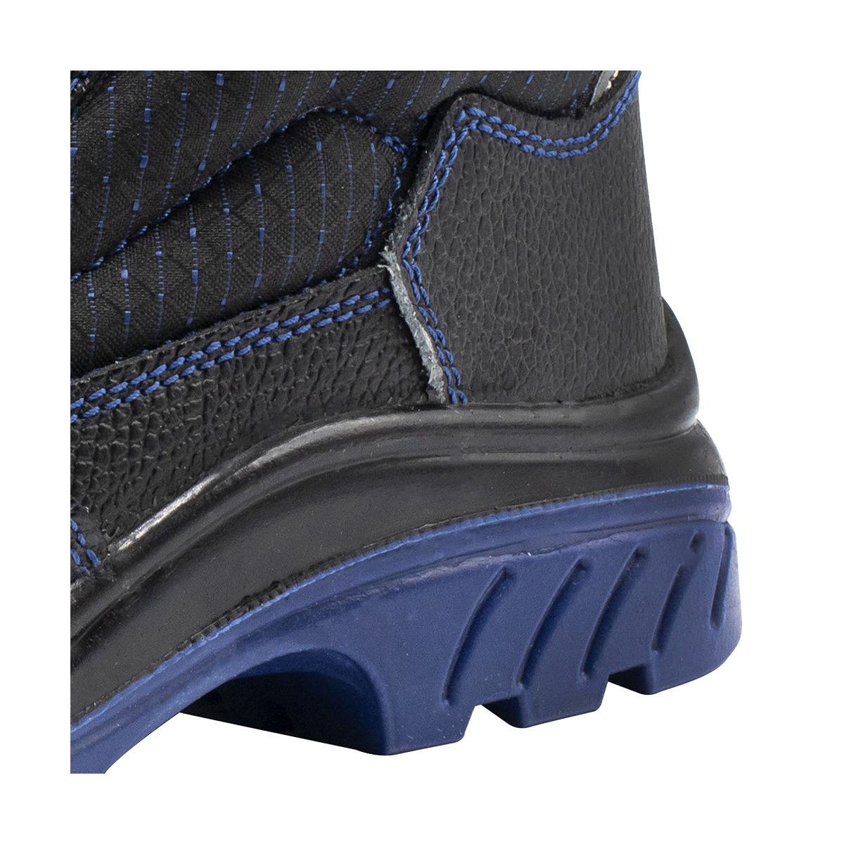 Detalhe do salto Bellota Comp S3 Botas de segurança em pele preta e azul 72307