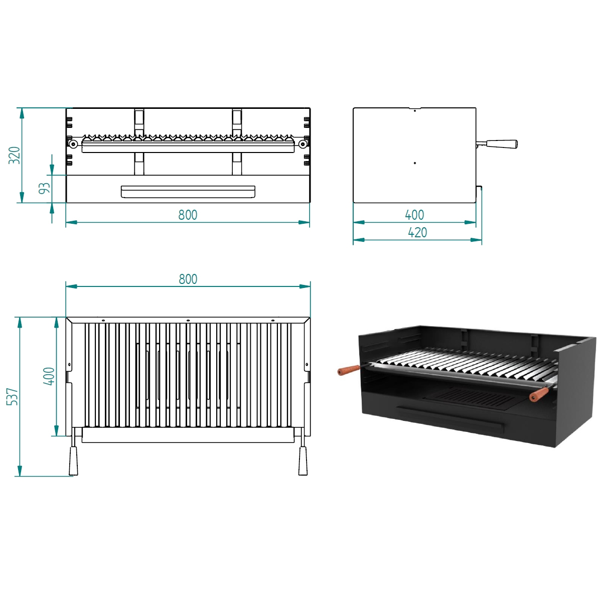 Holzkohle- und Holzgrill BV-80 Größen