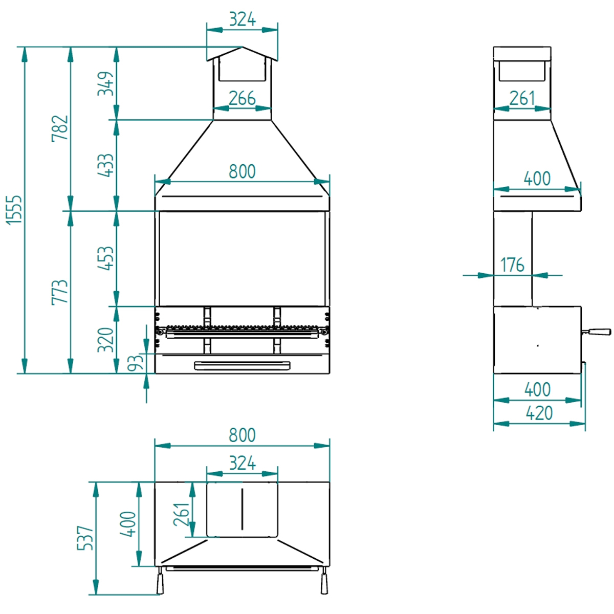 Holzkohle- und Holzgrill in BV-82-Größen