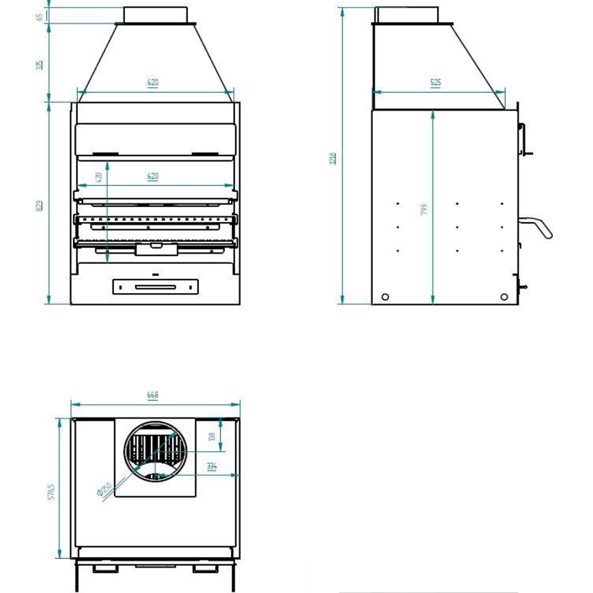 Diagrama Churrasqueira a carvão e madeira BF-60