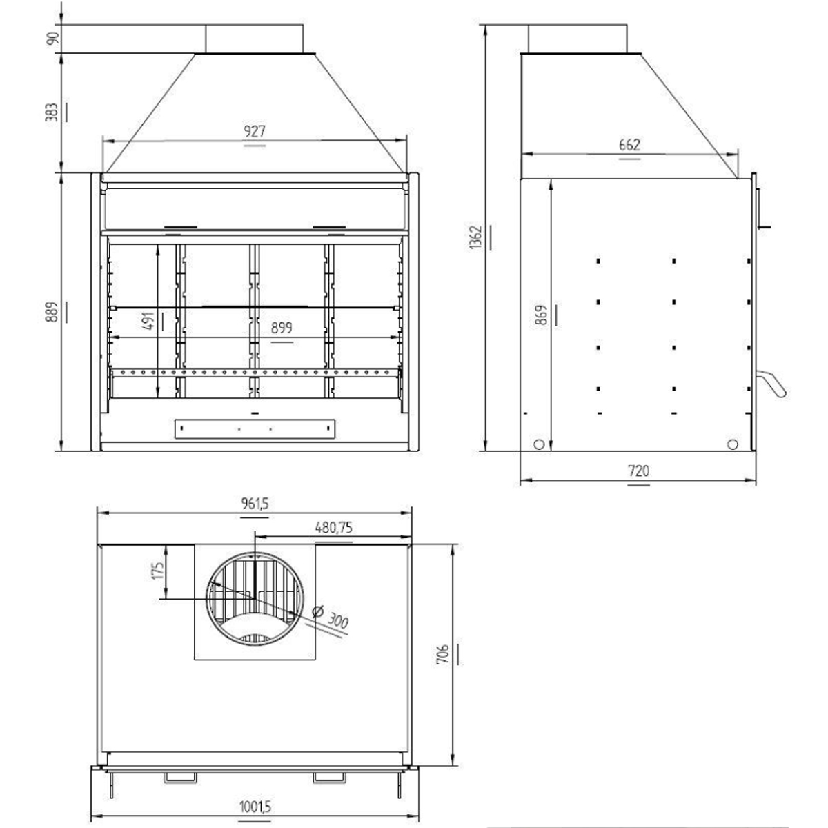 Schema Holzkohle- und Holzgrill BF-90
