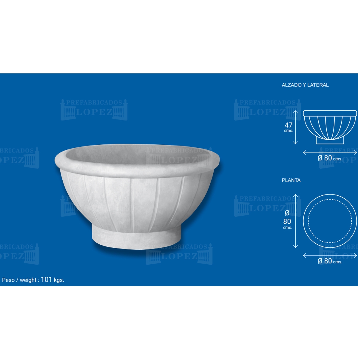 Round concrete planter measures