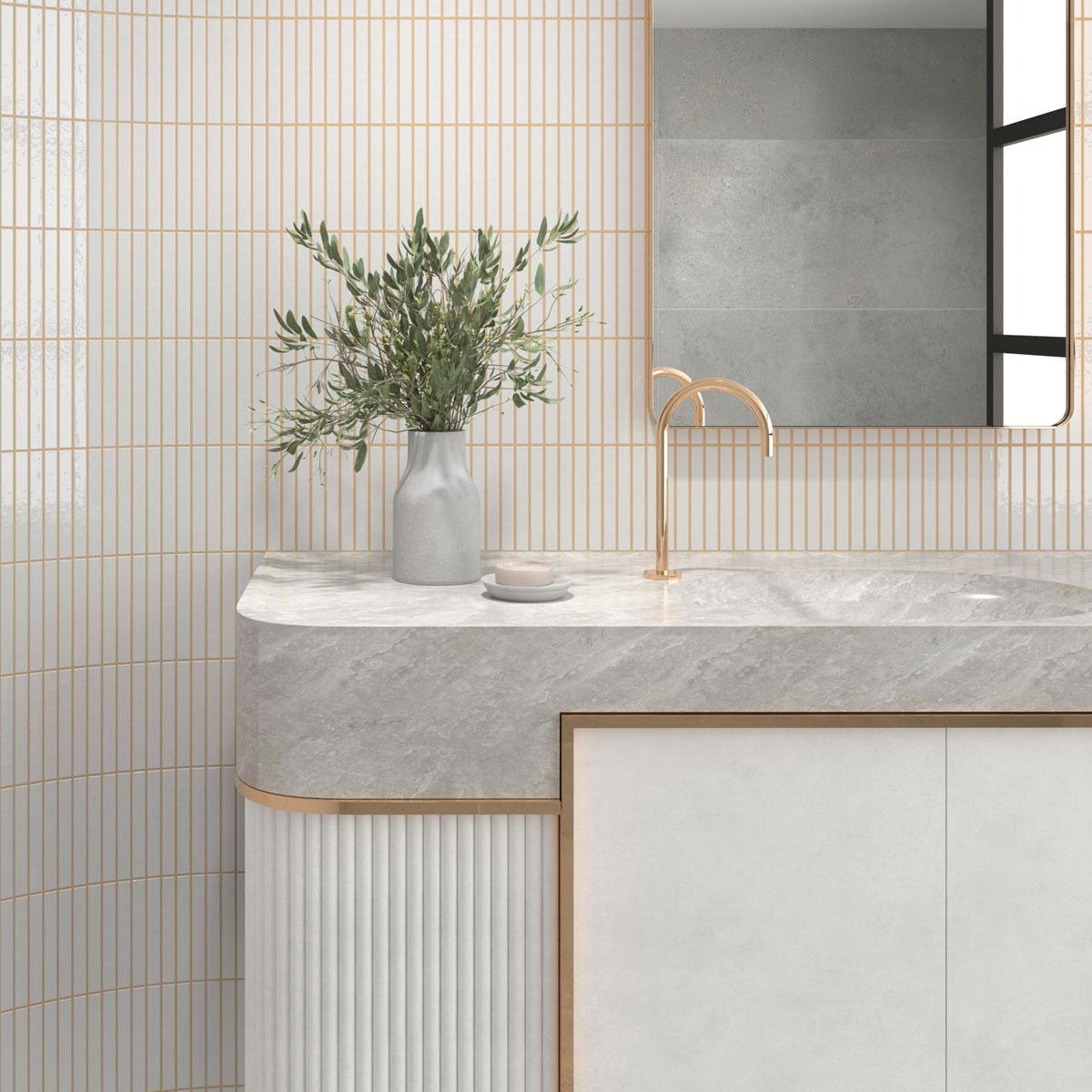 Bathrooms with White Tile Kit-Kat Gloss Snow Mosaic