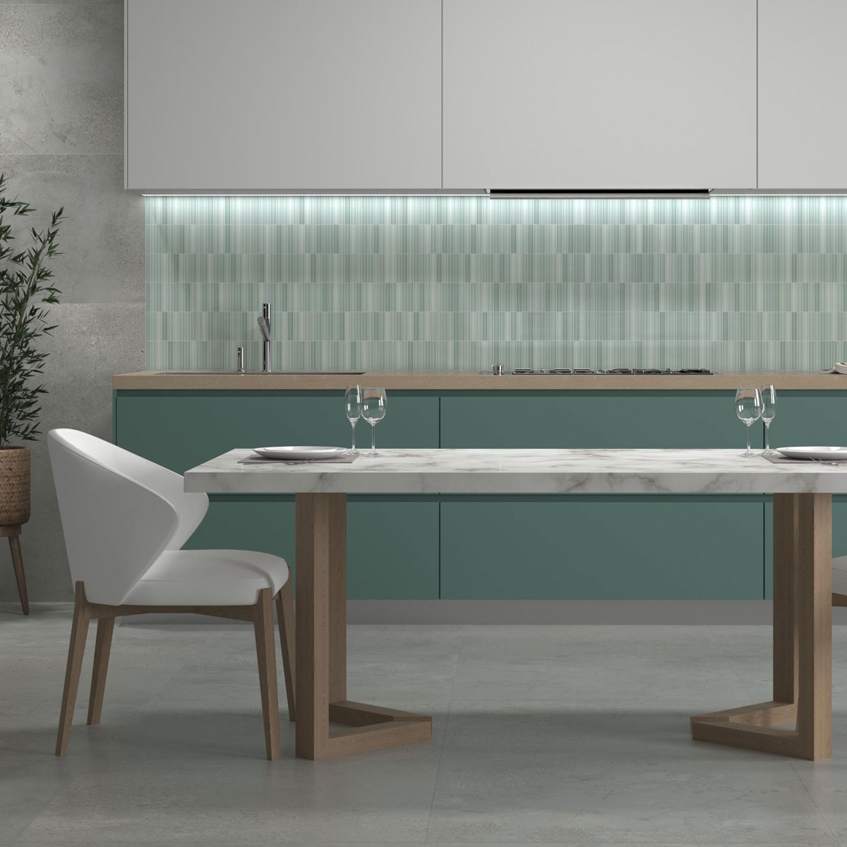 Kit-Kat Anise Mosaic Matte Green Kitchen