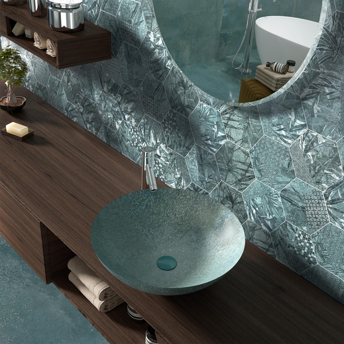 Ambient Magnet Petrol ceramic washbasin