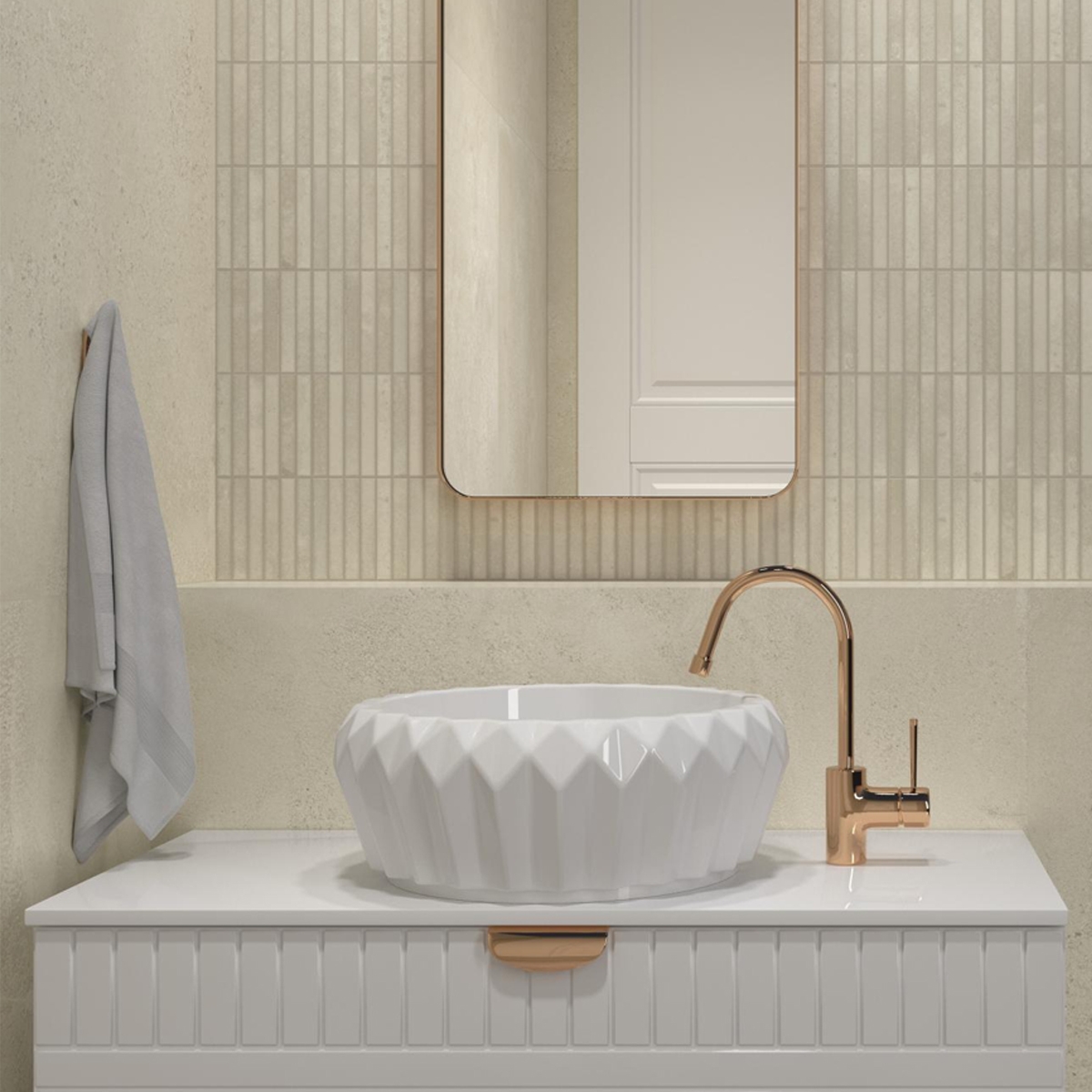 Ambiente lavabo de cerámica Selene White 3