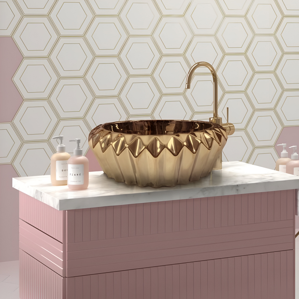 Ambiente ceramic washbasin Selene Light Gold 1