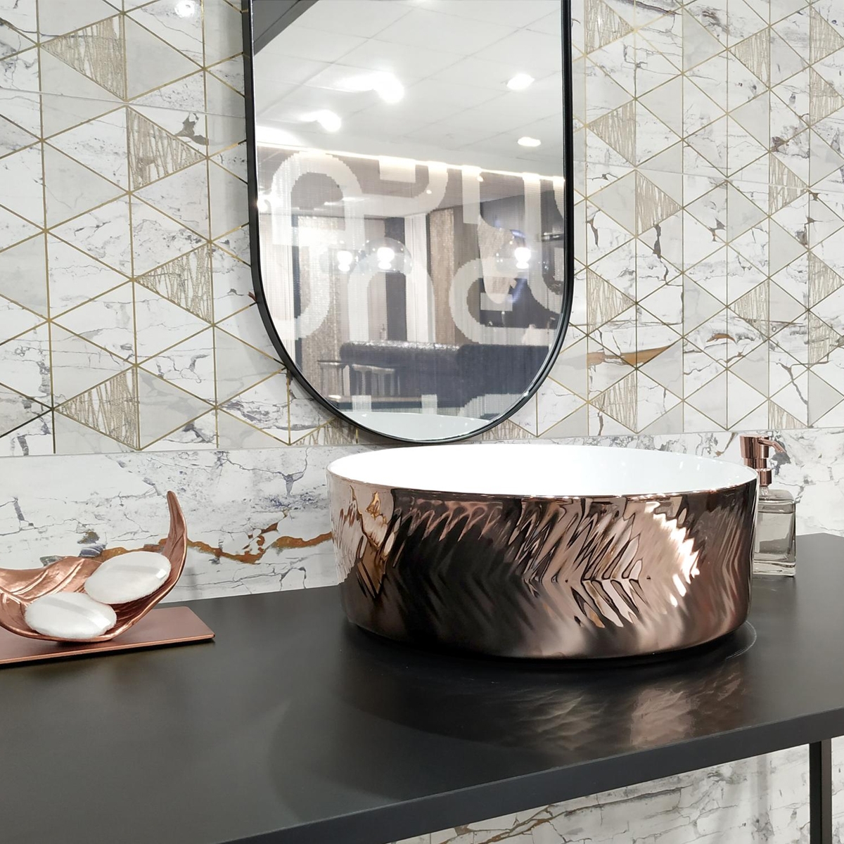 Ambient Keramikspüle Spiga White & Rose Gold